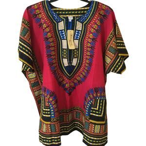 NWT Advance Apparels Plus Size 100% Cotton Made in India, Dashiki Dress, Pockets